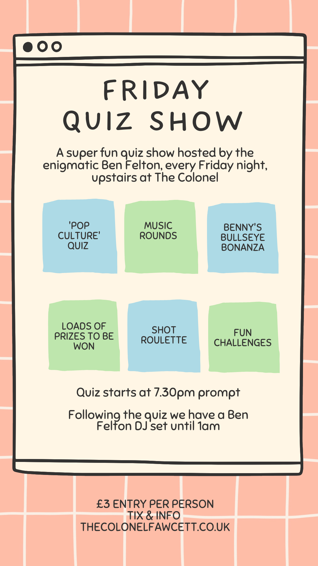 FRIDAY NIGHT QUIZ SHOW UPSTAIRS The Colonel Fawcett